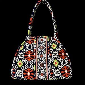 Vera Bradley Sun Valley Eloise Geometric Quilted Kiss Lock Medium Satchel Purse